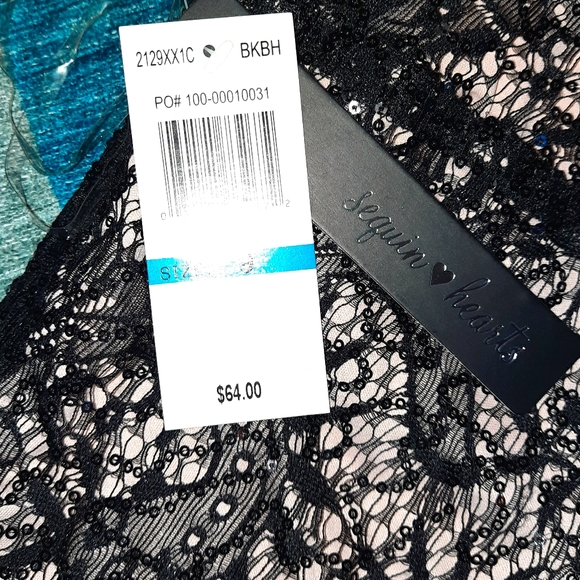 SEQUIN HEARTS PINK & BLK COCKTAIL DRESS - Picture 5 of 5